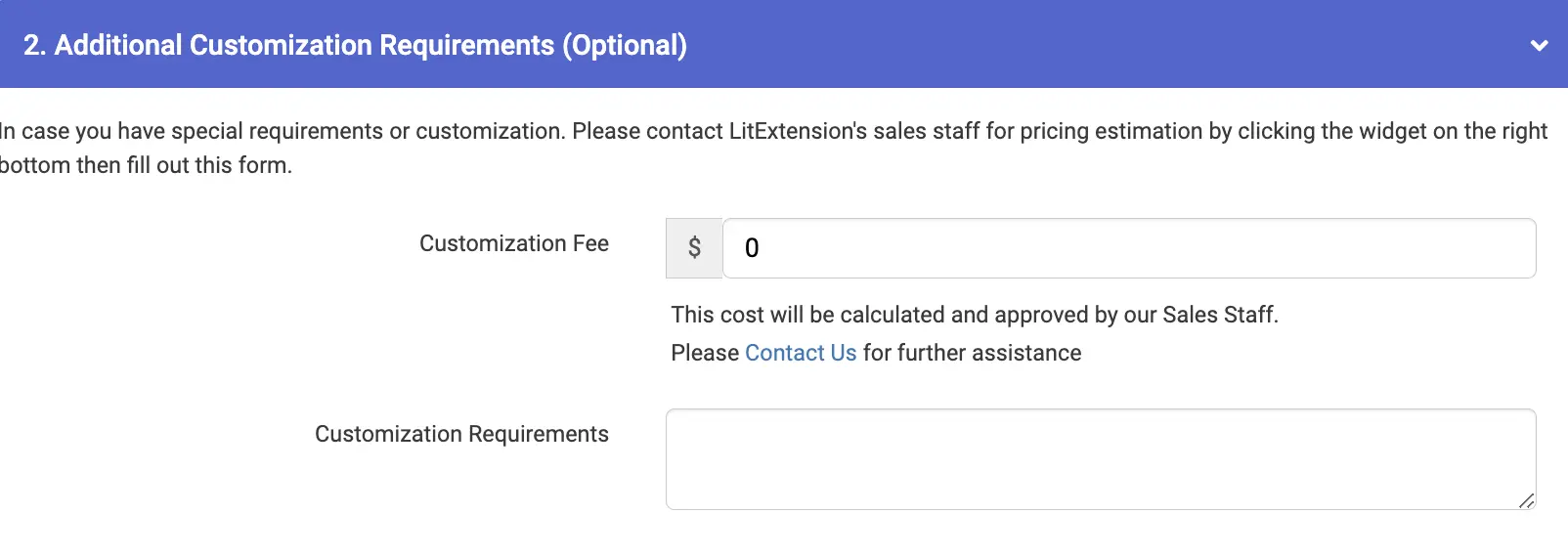 litextension additional customization requirements 