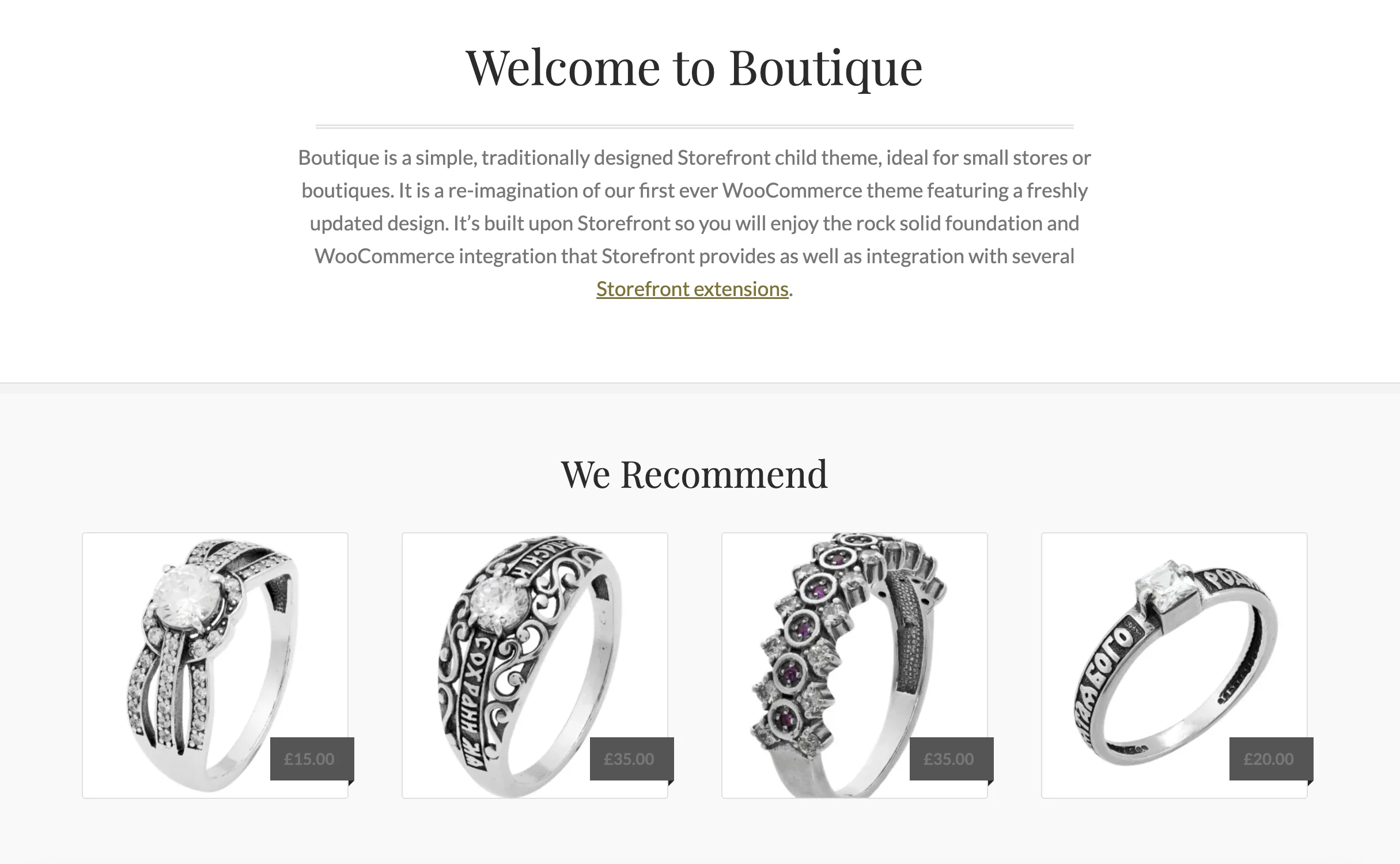 Boutique - a free woocommerce themes for wordpress site to sell jewelry