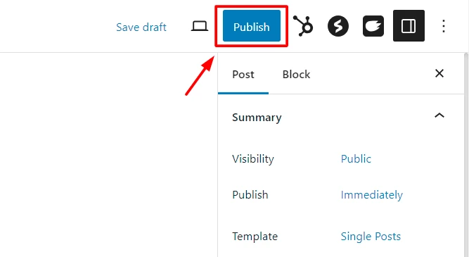 Click Publish to save 