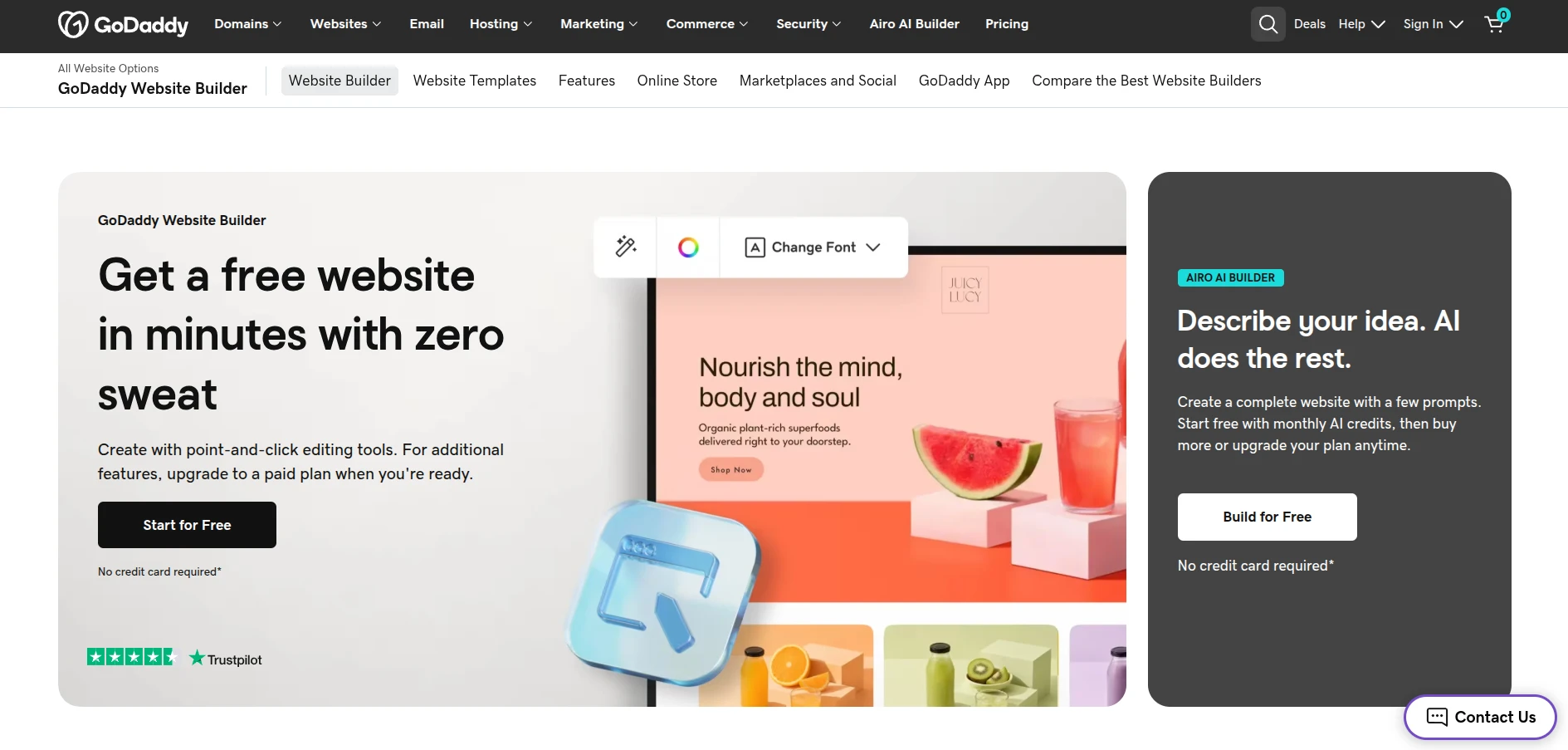 GoDaddy website builder
