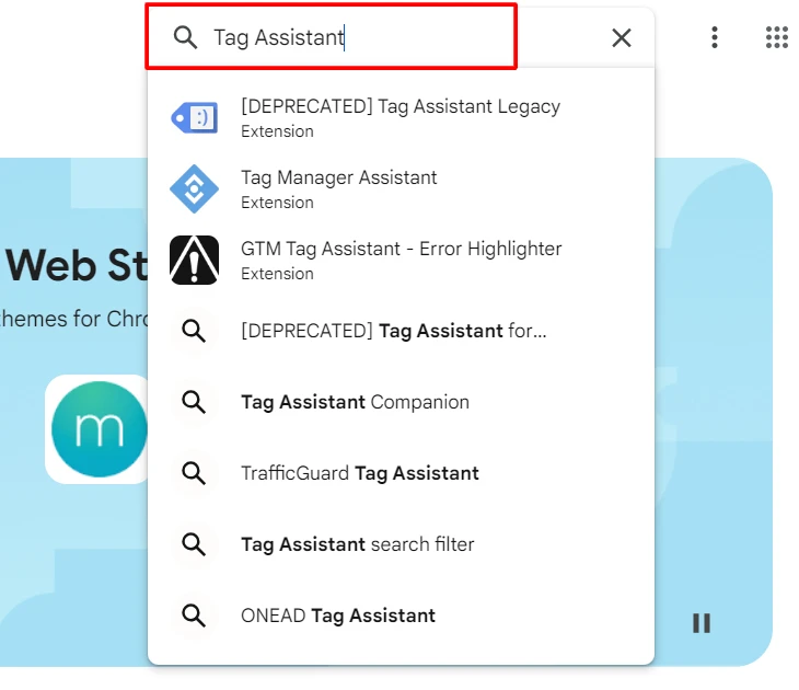 Search Tag Assistant in box