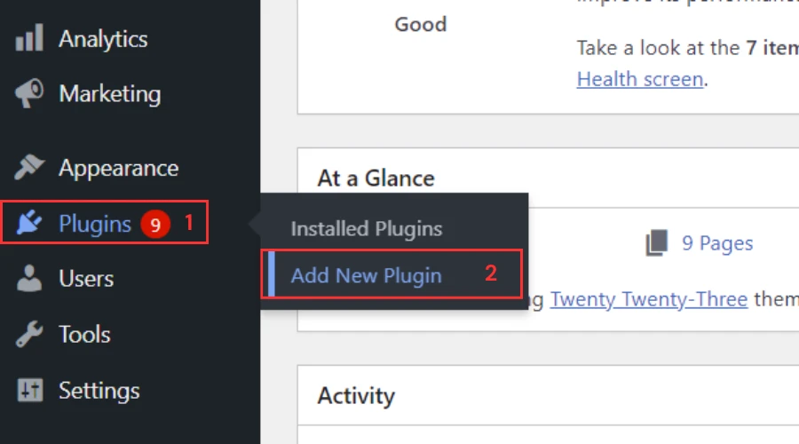 Click Plugins and select Add New Plugin 