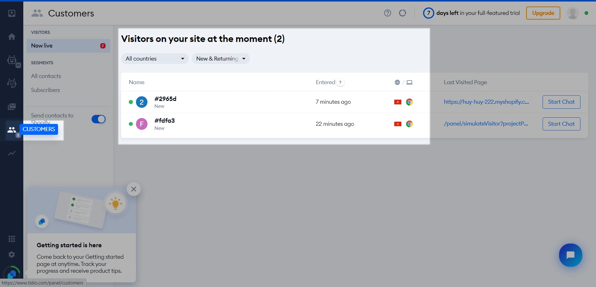 tidio live chat admin dashboard