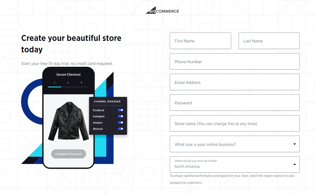 Sign up for BigCommerce 