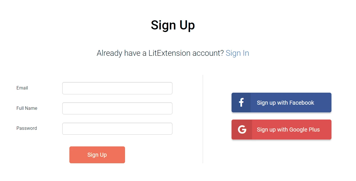 Sign up for LitExtension