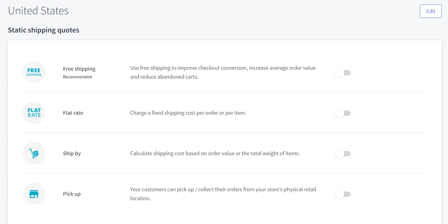 bigcommerce static shipping quotes