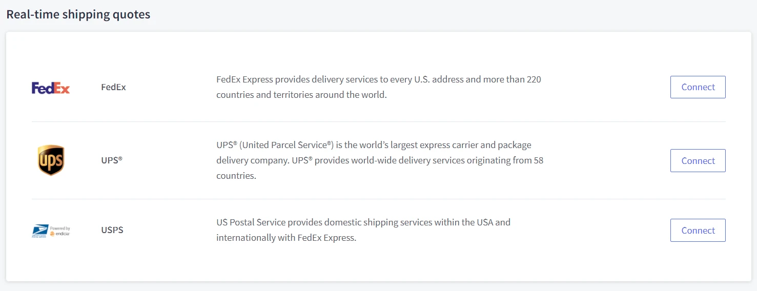 bigcommerce real-time shipping quote services 