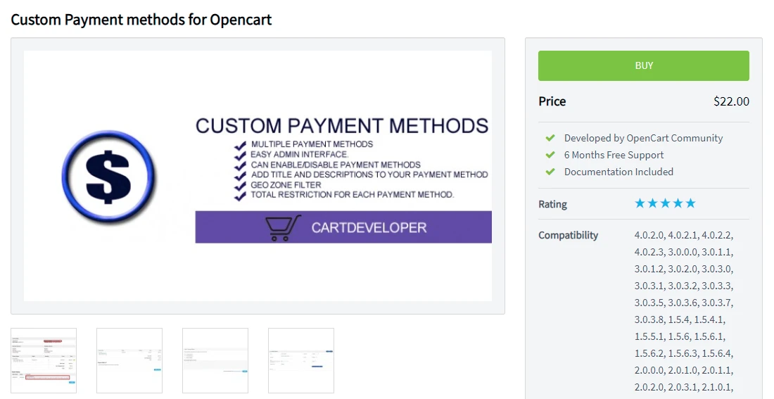Custom Payment Methods for OpenCart