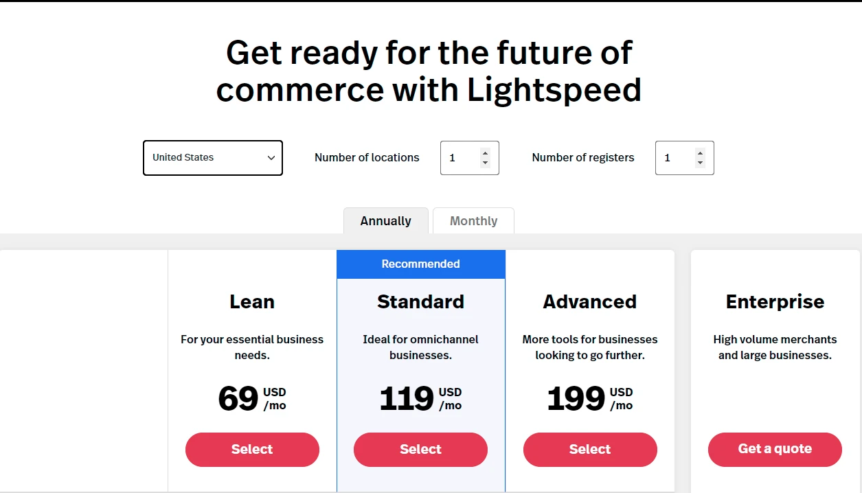 lightspeed pos pricing plans