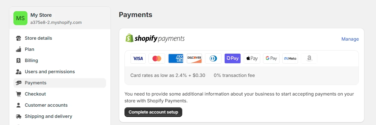 Shopify payment