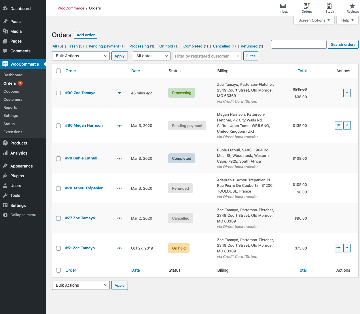 WooCommerce order management