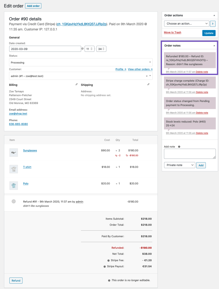 WooCommerce refunds management