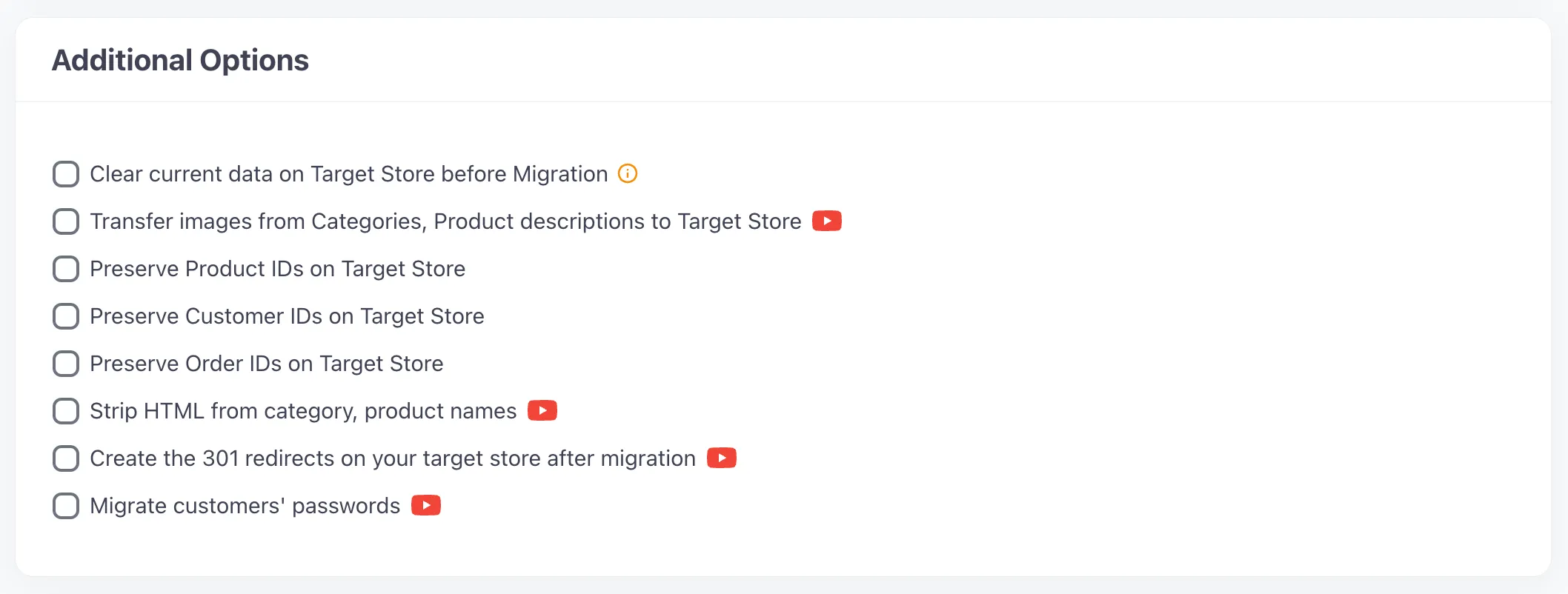 additional options
