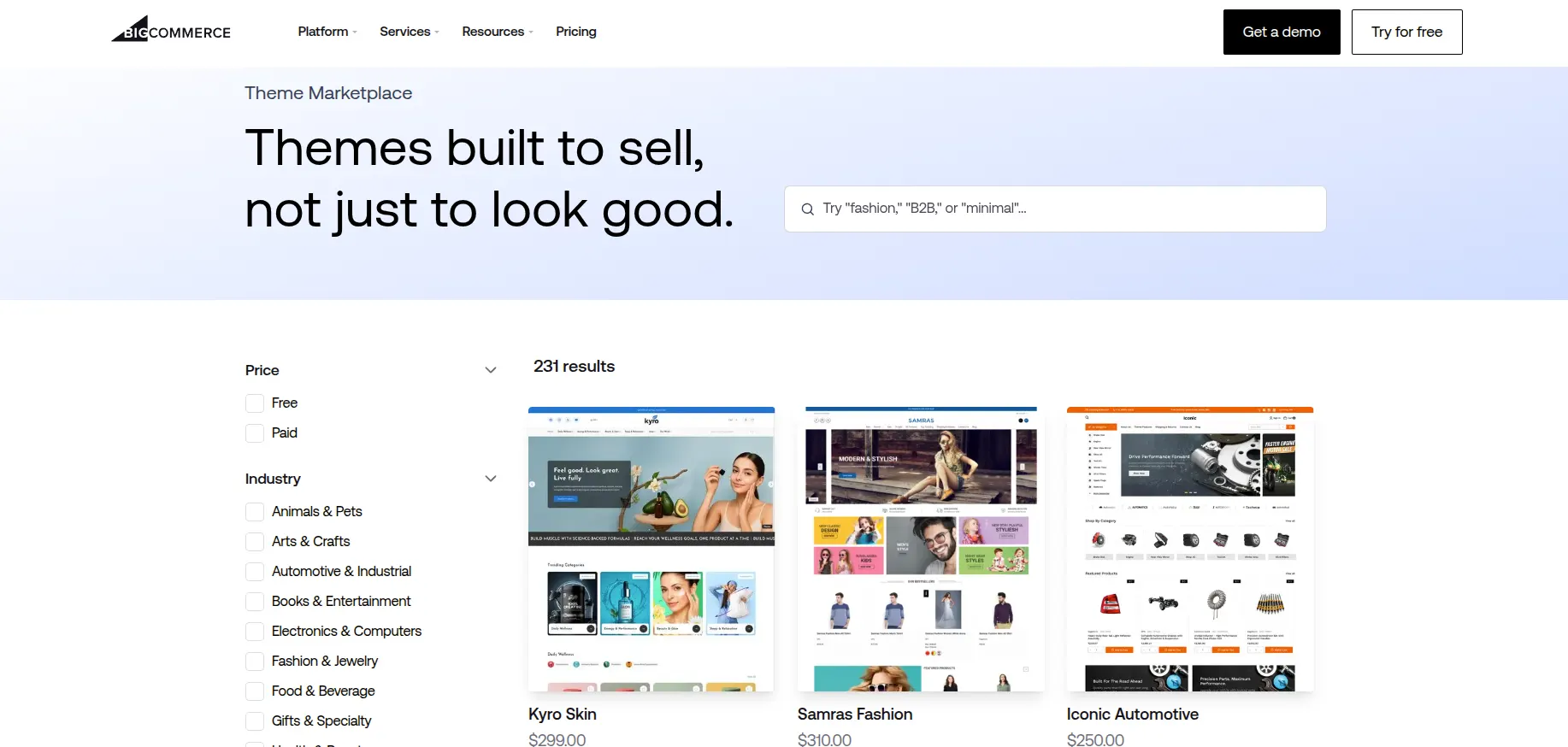BigCommerce themes marketplace