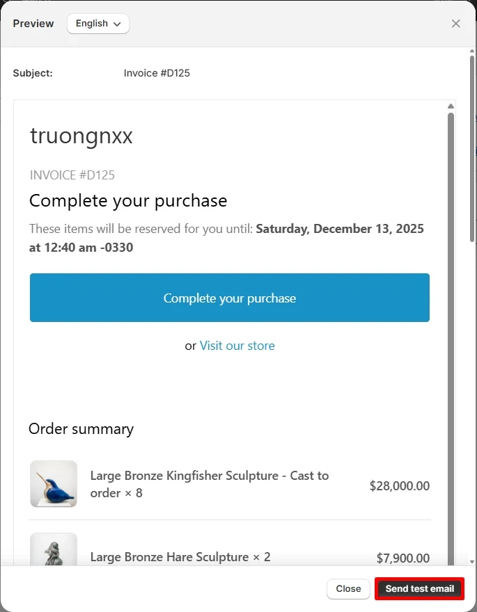 Customize Shopify invoice step 4
