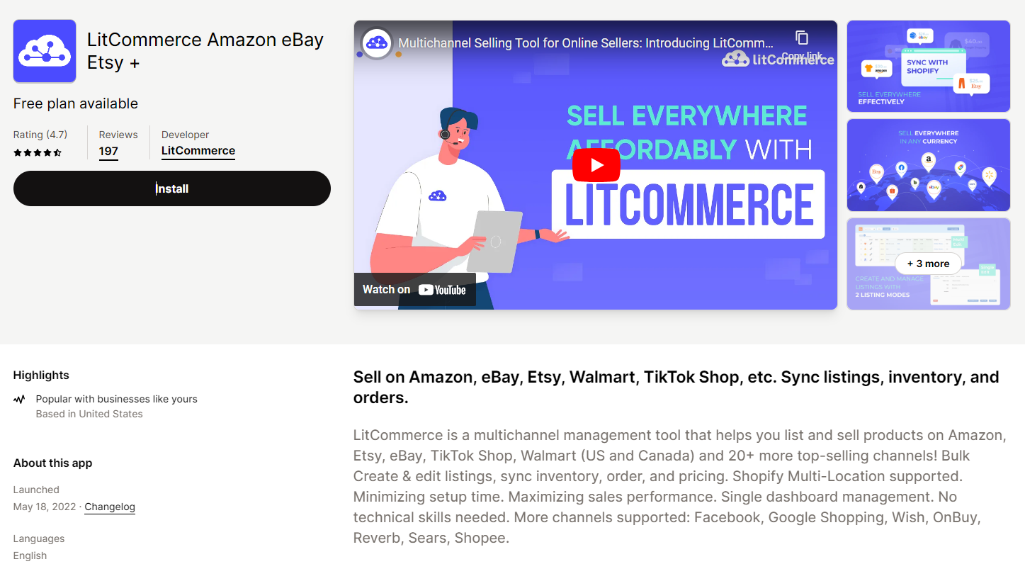 litcommerce multichannel selling app on shopify