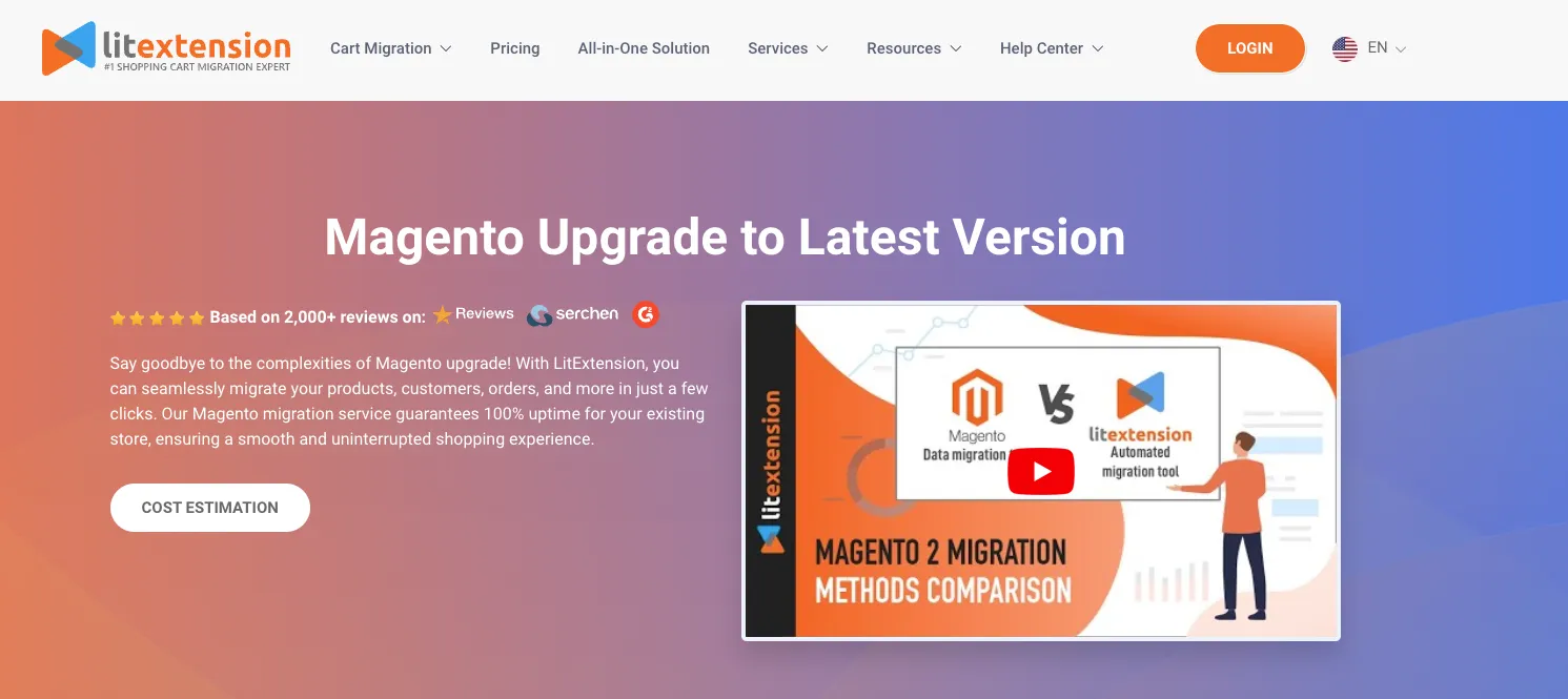 magento upgrade with LitExtension
