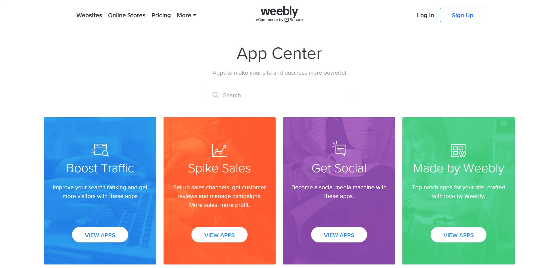 Weebly app store homepage