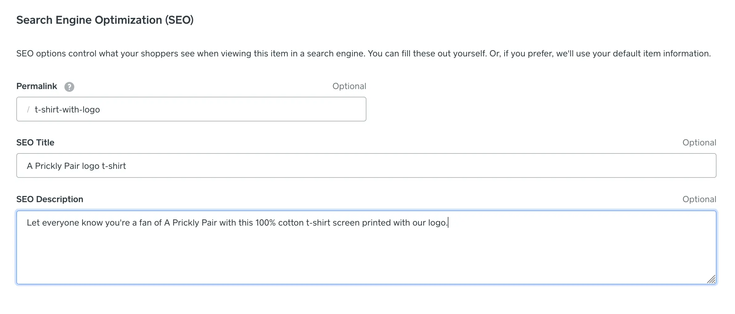 Weebly seo settings interface