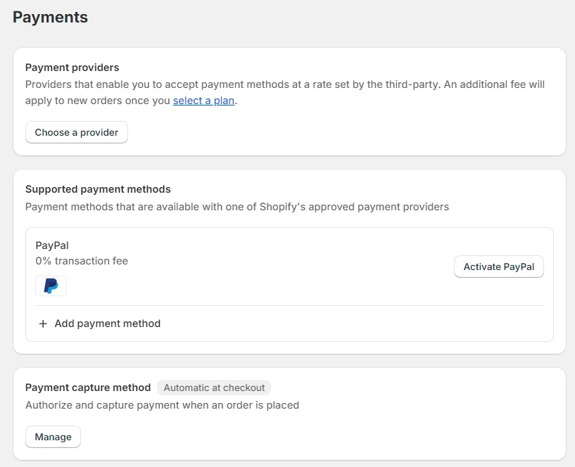 shopify payment methods
