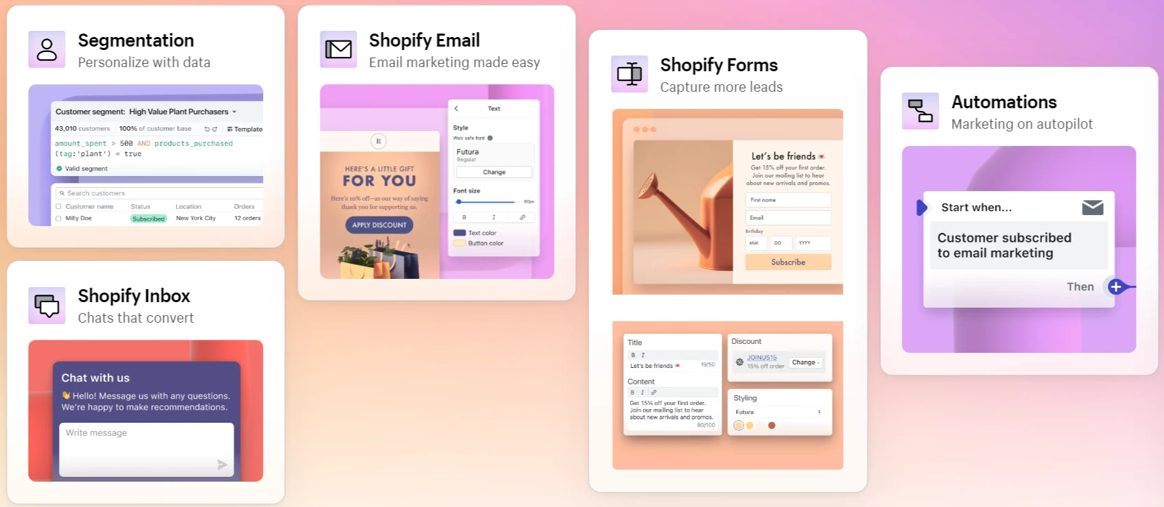 Shopify offers a range of marketing tools