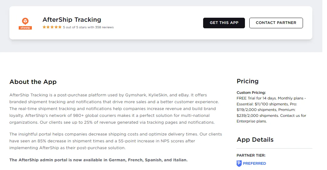 aftership bigcommerce app for shipping 