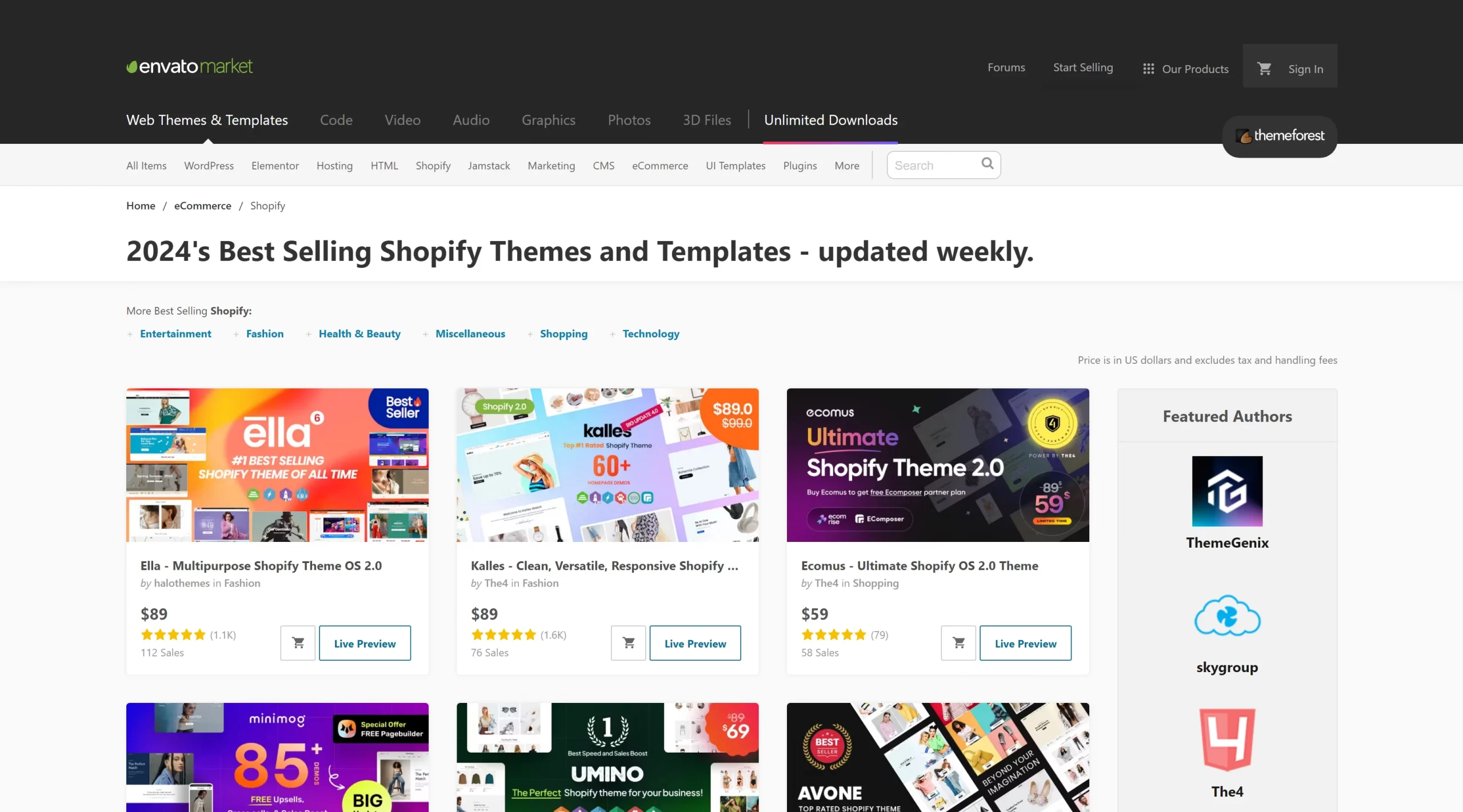 best shopify themes on themeforest