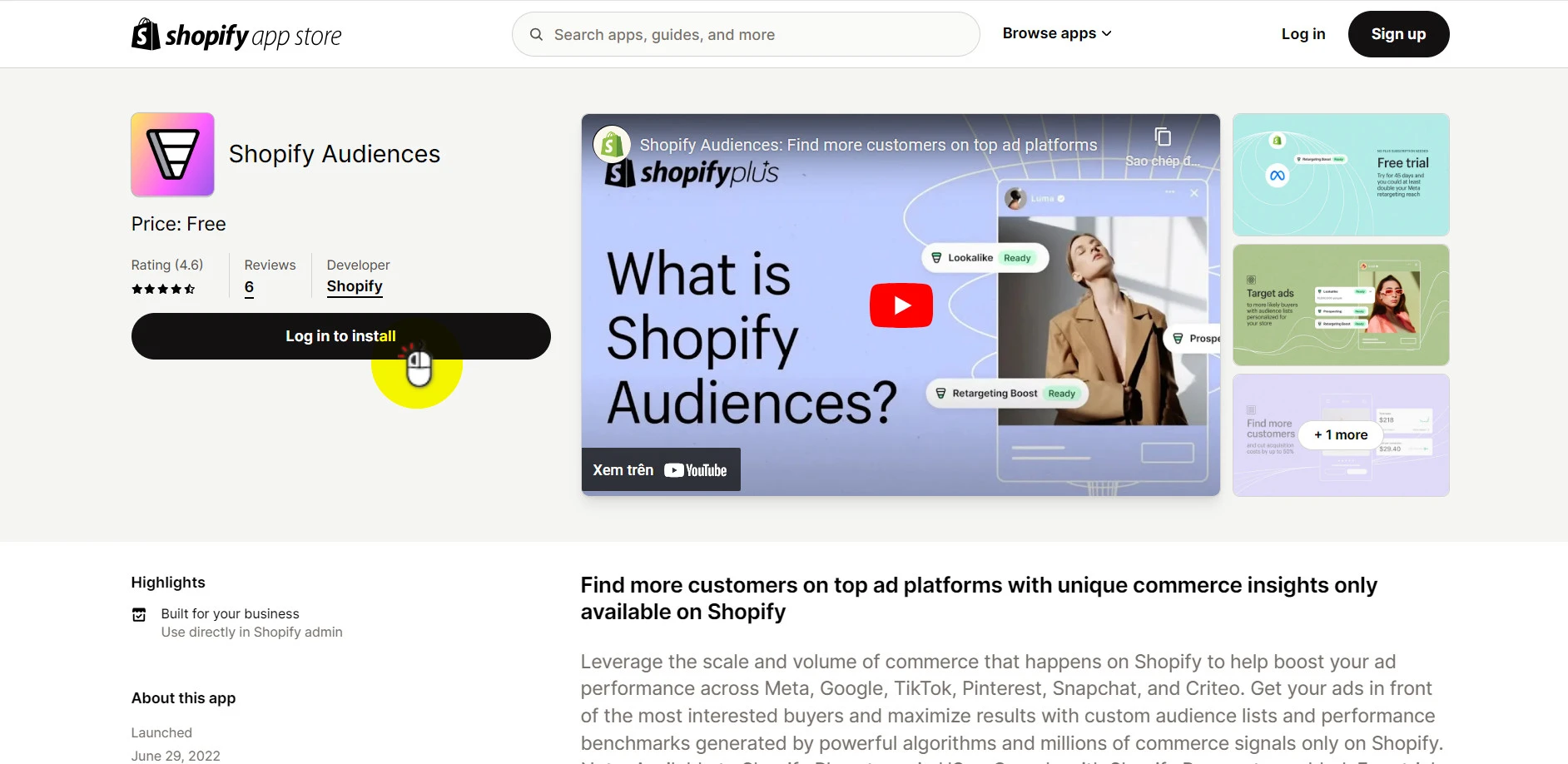 nstall Shopify Audiences