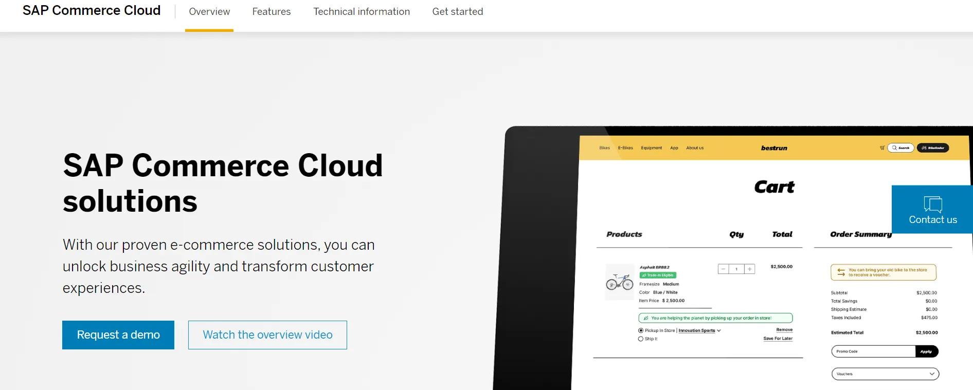 SAP Commerce Cloud homepage
