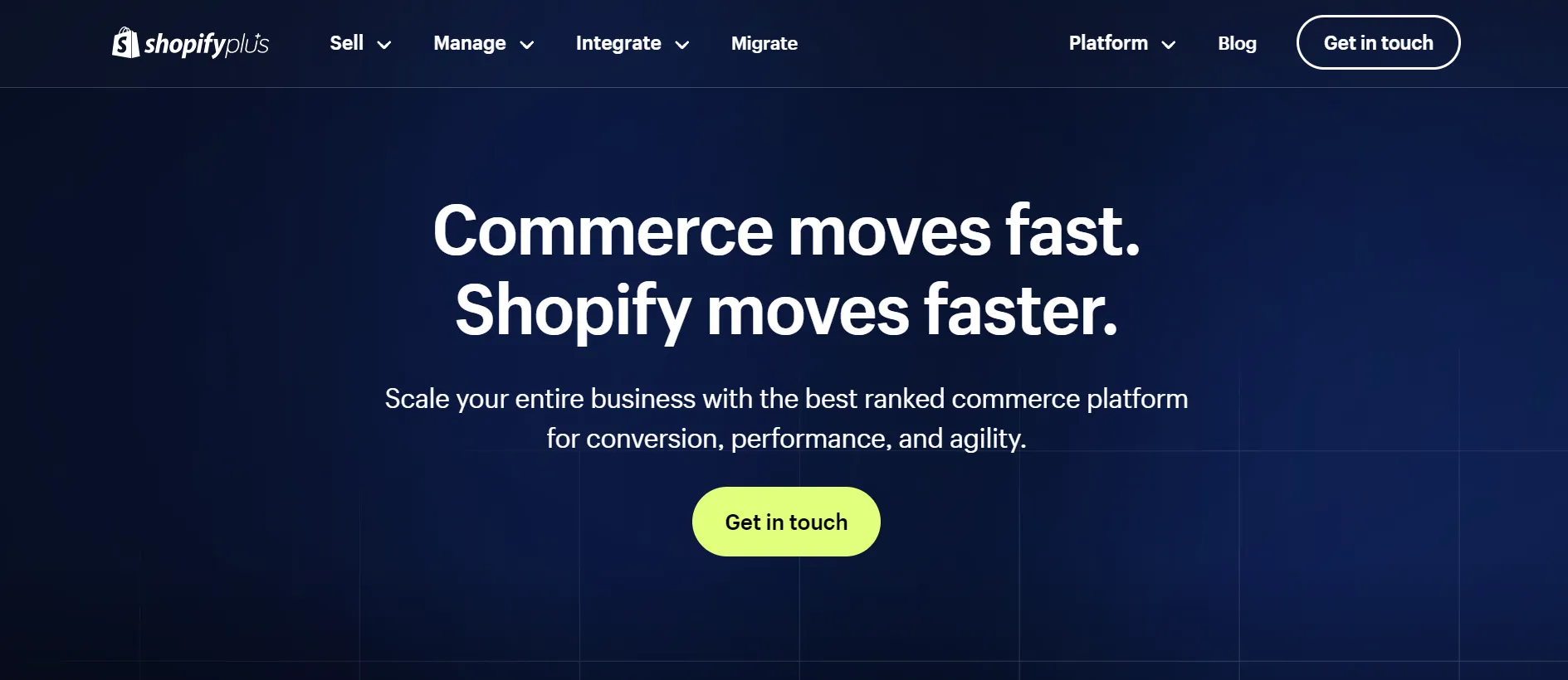 Shopify Plus homepage