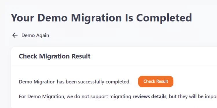 Free demo migration completed