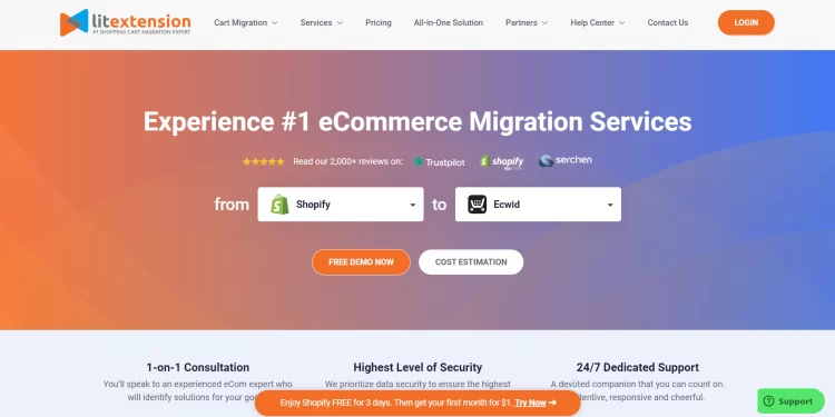 Shopify to Ecwid migration with LitExtension