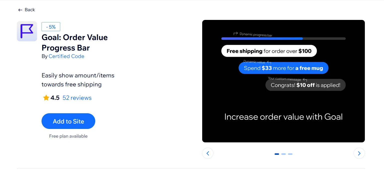 Goal: Order Value Progress Bar