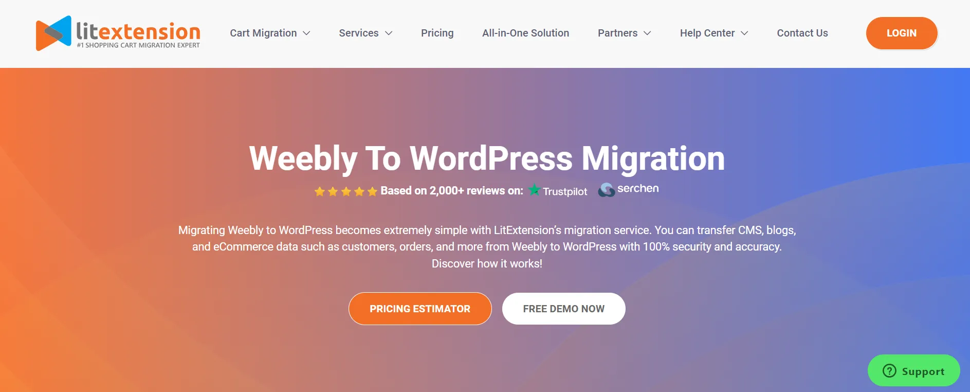 Weebly website migration to WordPress with LitExtension