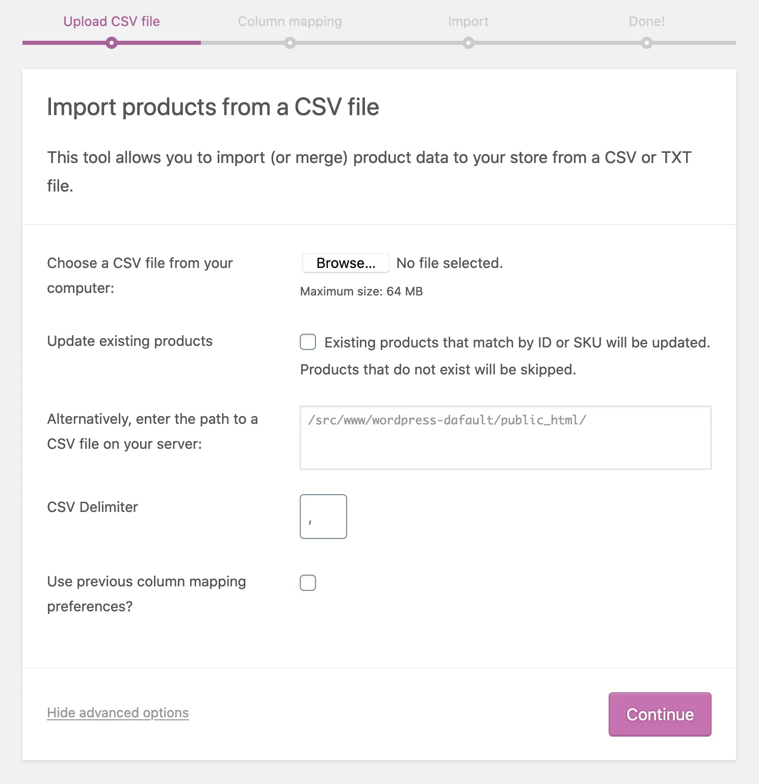 woocommerce-import-products-step-2