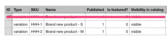 Step 5c: Remove the parent product row