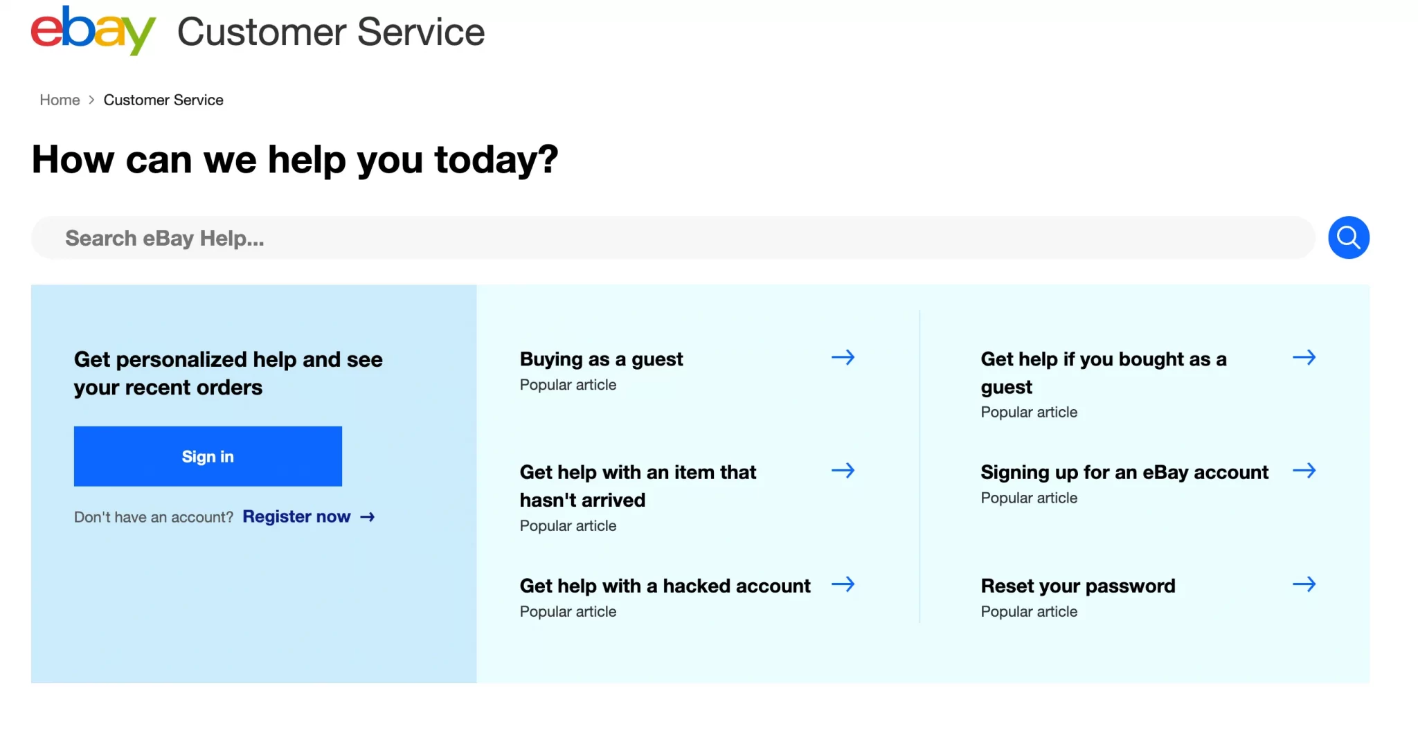 eBay’s customer support service