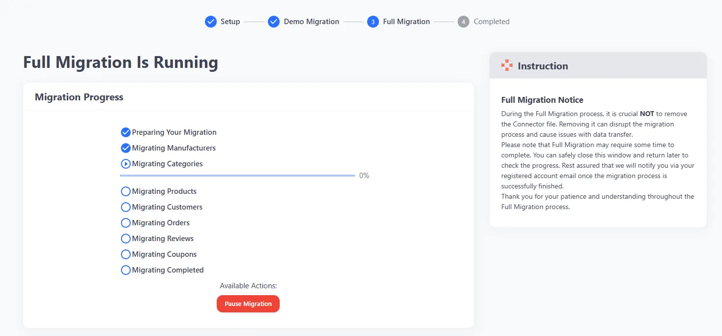 Step 3b: Full migration is running