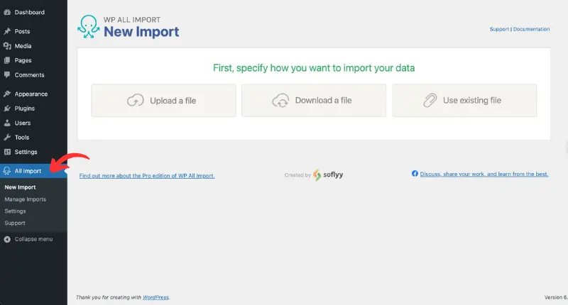 Click on “All Import” and then “New Import”