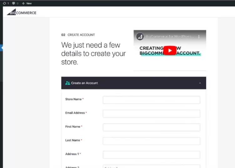 Fill in the information needed to begin creating your BigCommerce account