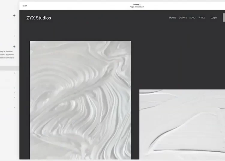 Squarespace’s website editor layout