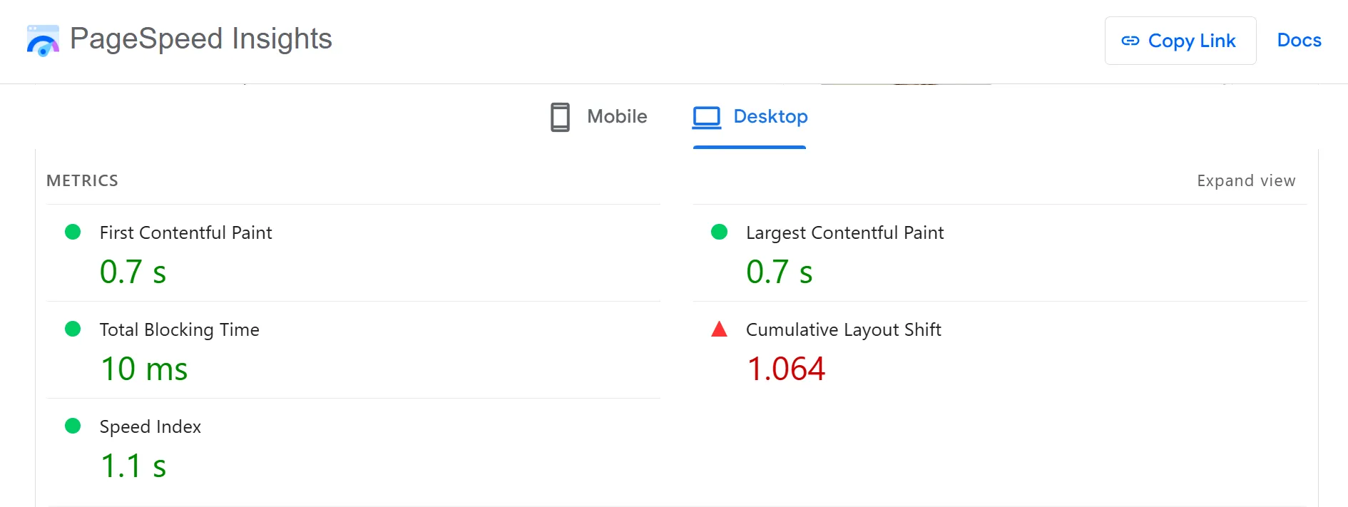 Sydney PageSpeed test