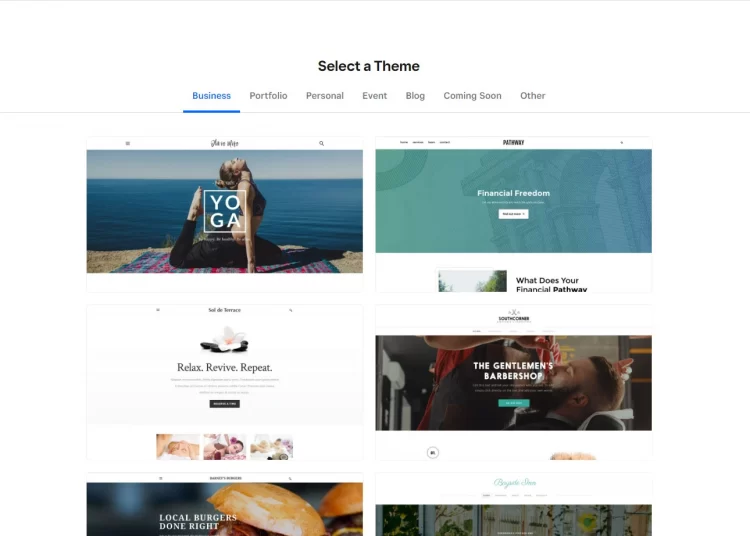 weebly theme select