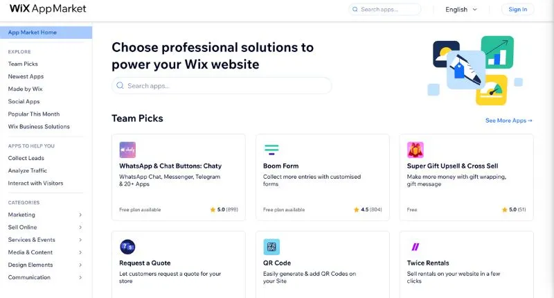 Wix app market