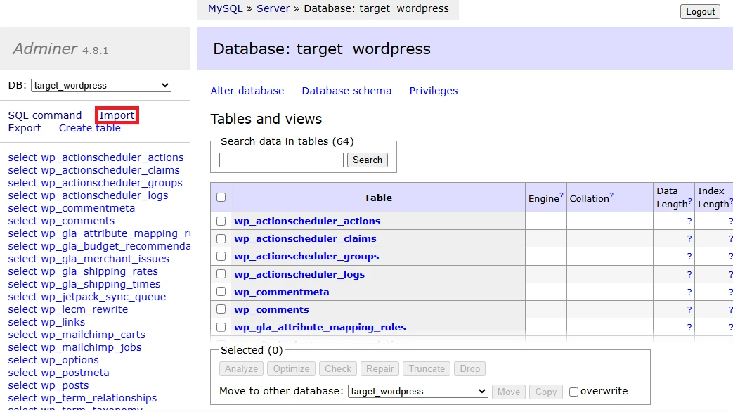 import-wordpress-database