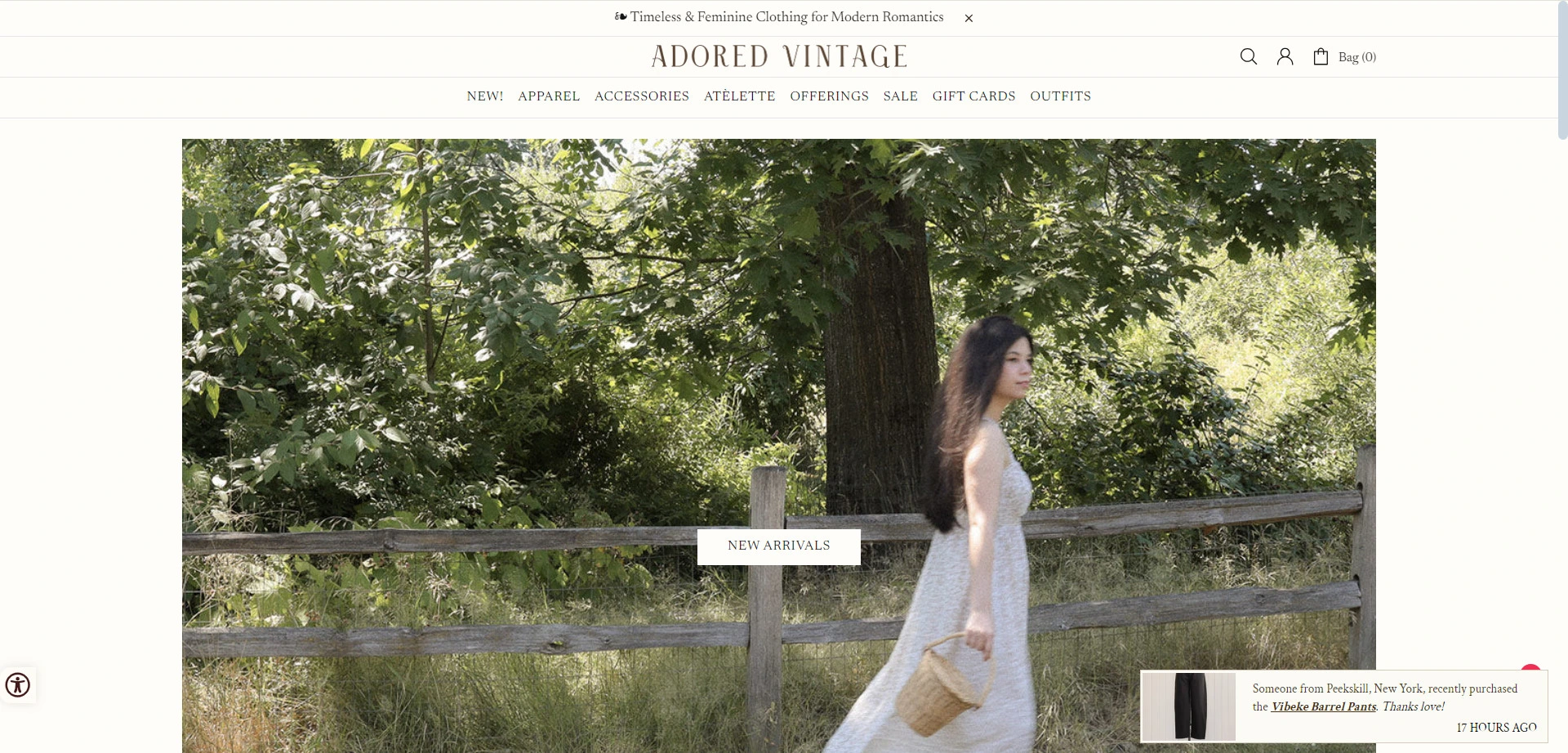 Adored Vintage store shopify website examples