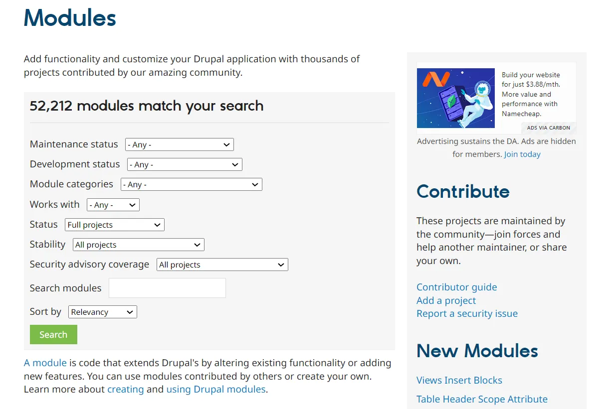 Drupal modules search