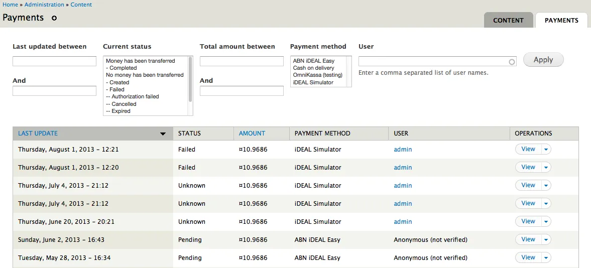 Drupal payment methods