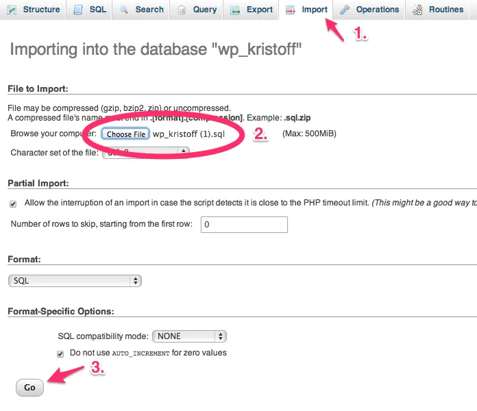 wordpress-import-database-step-2