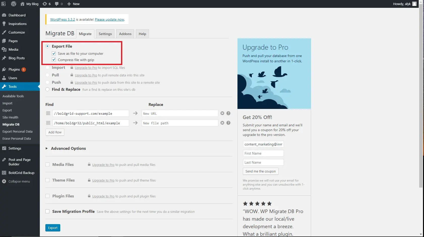 migrate-wordpress-plugin-step-1b